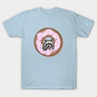 Cute raccoon and Yummy donut (2) T-Shirt